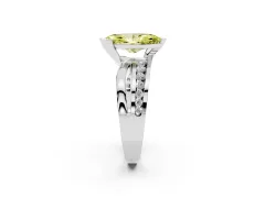 Fancy Yellow Marquise Cut Diamond Solitaire Ring Set in Silver with Channel Set Split Shank and Tension Prongs