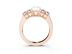 Radiant Cut Diamond Five-Stone Prong Set Band Ring Set in Rose gold with Polished Band