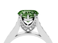 Fancy Green Heart Cut Diamond Solitaire Pavé Engagement Ring Set in Platinum with Prong Setting