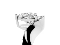 Heart Cut Diamond Solitaire Engagement Ring Set in Platinum with Pavé Shoulders