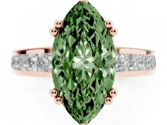 Fancy Green Marquise Cut Diamond Channel Set Solitaire Engagement Ring Set in Rose gold with Prong Setting