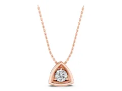 Trillion Cut Diamond Pendant Set in Rose gold with Triangle Bezel