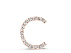 Round Diamond Pavé Letter C Pendant Necklace Set in Rose gold with Prong-Set Stones
