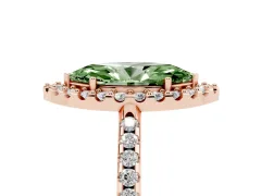 Fancy Green Marquise Cut Diamond Pavé Halo Ring Set in Rose gold with Prong Setting