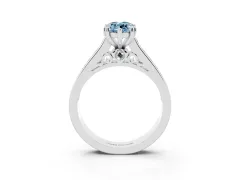 Fancy Blue Marquise Cut Diamond Channel Set Solitaire Engagement Ring Set in Silver with Prong Setting