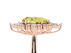Fancy Yellow Pear Cut Diamond Cluster Halo Ring Set in Rose gold with Marquise and Round Accents