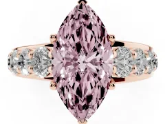 Fancy Pink Marquise Cut Diamond Pavé Engagement Ring Set in Rose gold with Prong Setting