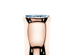Fancy Blue Radiant Cut Diamond Bezel Solitaire Ring Set in Rose gold with Wide Band
