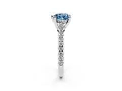 Fancy Blue Heart Cut Diamond Solitaire Ring Set in Platinum with Brilliant Pavé Band and Prong Setting