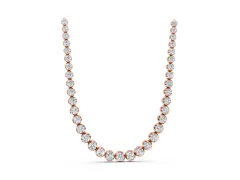 Round Brilliant Diamond Tennis Necklace Set in Rose gold with Prong-Set Line