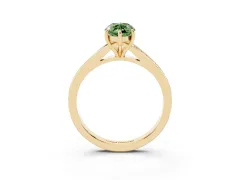 Fancy Green Marquise Cut Diamond Solitaire Ring Set in Yellow gold with Pavé Accent Band and Classic Prong Setting