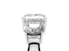 Princess Cut Diamond Three-Stone Ring Set in Silver with Round Side Stones and Classic Band
