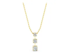 Round Diamond Triple Bar Pendant Set in Yellow gold with Four-Prong Setting