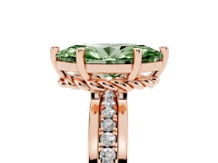 Fancy Green Marquise Cut Diamond Solitaire Ring Set in Rose gold with Channel Set Band and Prong Setting