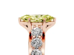 Fancy Yellow Marquise Cut Diamond Pavé Engagement Ring Set in Rose gold with Prong Setting