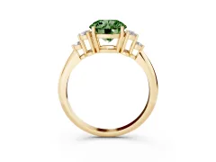 Fancy Green Round Cut Diamond Cluster Ring Set in Yellow gold with Plain Band and Prong Setting