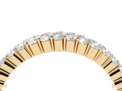 Round Diamond Checkerboard Pavé Promise Ring Set in Yellow gold with Round Pavé Accents