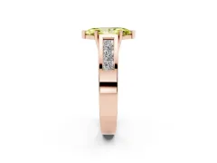 Fancy Yellow Marquise Cut Diamond Solitaire Ring Set in Rose gold with Channel-Set Accent Stones and Prong Setting