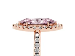 Fancy Pink Marquise Cut Diamond Pavé Halo Ring Set in Rose gold with Prong Setting