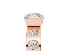 Cushion Cut Diamond Channel-Set Band Ring Set in Rose gold with Bezel Prong Setting