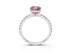 Fancy Pink Princess Cut Diamond Pavé Solitaire Engagement Ring Set in Silver with Prong Setting
