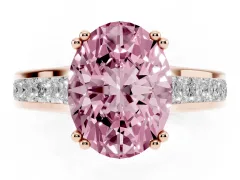 Fancy Pink Oval Cut Diamond Channel Set Solitaire Engagement Ring Set in Rose gold with Prong Setting