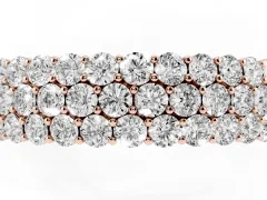 Round Diamond Checkerboard Pavé Promise Ring Set in Rose gold with Round Pavé Accents
