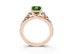 Fancy Green Princess Cut Diamond Pavé Engagement Ring Set in Rose gold with Prong Setting