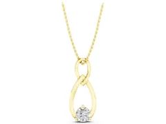 Infinity Teardrop Pendant Set in Yellow gold with Bezel-Set Round Diamond