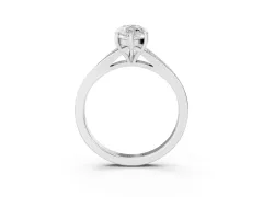 Marquise Cut Diamond Solitaire Ring Set in White gold with Pavé Accent Band and Classic Prong Setting