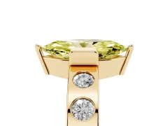 Fancy Yellow Marquise Cut Diamond Channel-Set Band Ring Set in Yellow gold with Bezel Prong Setting