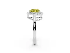 Fancy Yellow Heart Cut Diamond Halo Cluster Engagement Ring Set in Platinum with Solitaire Band and Prong Setting