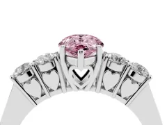 Fancy Pink Pear Cut Diamond Five-Stone Prong Set Band Ring Set in White gold with Polished Band