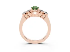 Fancy Green Pear Cut Diamond Five-Stone Prong Set Band Ring Set in Rose gold with Polished Band