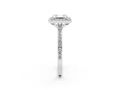 Asscher Cut Diamond Halo Engagement Ring Set in Platinum with Round Pavé Shoulders and Heart Gallery
