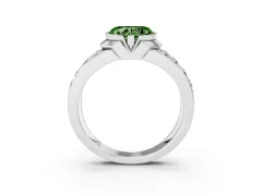 Fancy Green Heart Cut Diamond Wide Channel Set Band Ring Set in Platinum with Bezel Setting