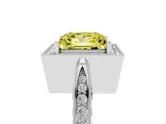 Fancy Yellow Princess Cut Diamond Halo Engagement Ring Set in Silver with Accent Split Shank Band