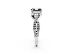 Fancy Black Asscher Cut Diamond Twist Pavé Solitaire Engagement Ring Set in Platinum with Prong Setting