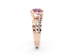 Fancy Pink Heart Cut Diamond Solitaire Ring Set in Rose gold with Channel Set Split Shank and Tension Prongs