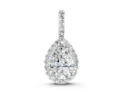 Pear Diamond Halo Pendant Set in White gold with Prong Setting