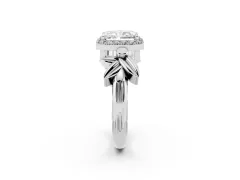 Radiant Cut Diamond Halo Floral Band Ring Set in White gold with Prong Setting