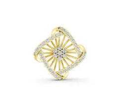 Round Diamond Cluster Pendant Set in Yellow gold with Prong Setting