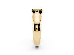 Fancy Yellow Princess Cut Diamond Bezel Solitaire Ring Set in Yellow gold with Wide Band