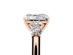 Radiant Cut Diamond Five-Stone Prong Set Band Ring Set in Rose gold with Polished Band