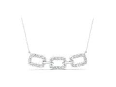 Pavé Cushion Link Pendant Set in Silver with Shared Prong Setting