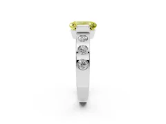 Fancy Yellow Emerald Cut Diamond Channel-Set Band Ring Set in White gold with Bezel Prong Setting