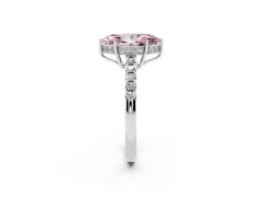 Fancy Pink Marquise Cut Diamond Solitaire Engagement Ring Set in White gold with Pavé Band and Prong Setting