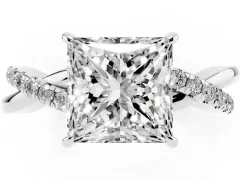 Princess Cut Diamond Twisted Pavé Band Ring Set in Silver with Prong Setting