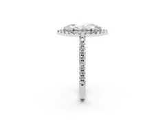 Marquise Cut Diamond Pavé Halo Ring Set in Silver with Prong Setting