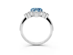 Fancy Blue Heart Cut Diamond Cluster Ring Set in Platinum with Beaded Band